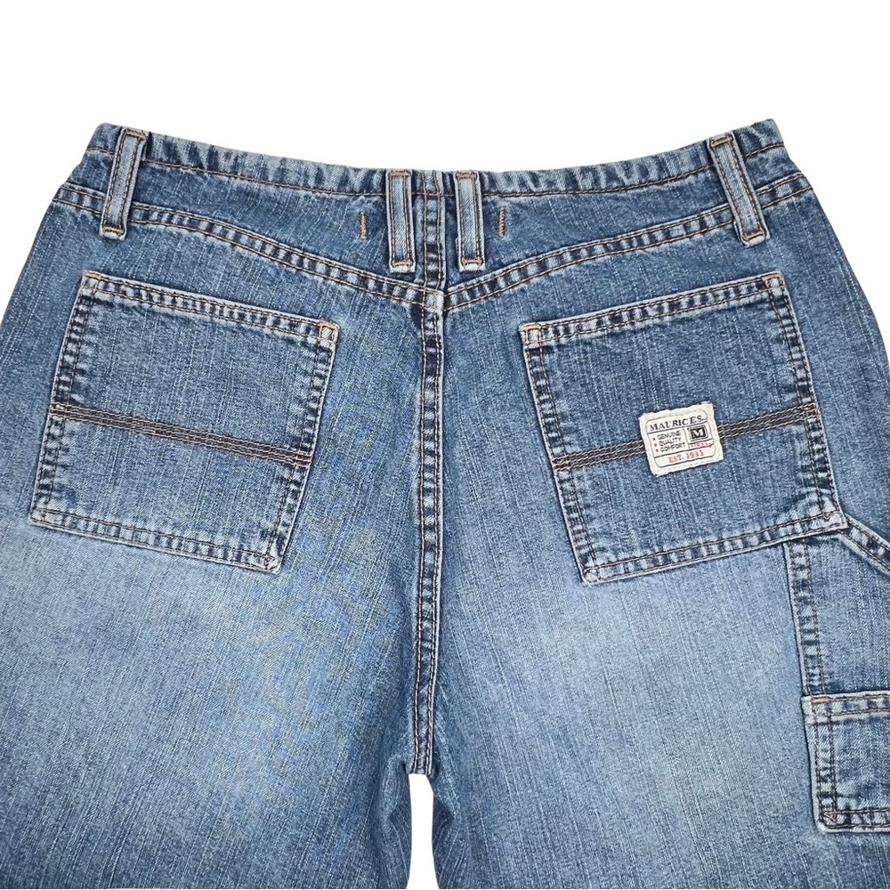 Maurices Straight Jeans Carpenter Mid Rise Utility Distressed Denim Blue 3/4 - Picture 5 of 17